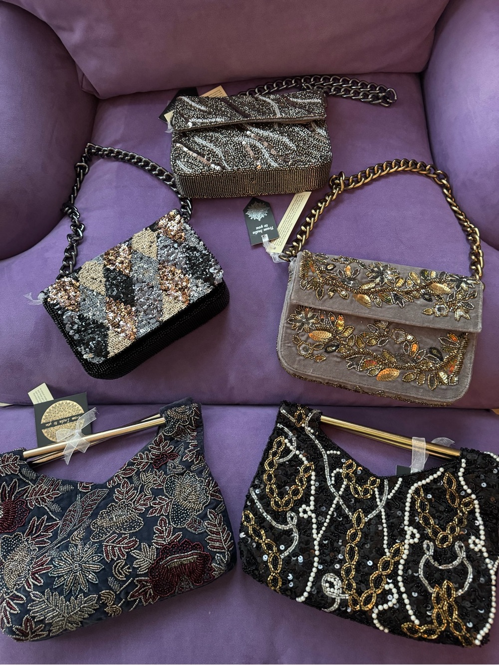 Embellished Evening Shoulder Bag - Gold and Black